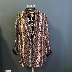 Vintage Floral Striped Blazer